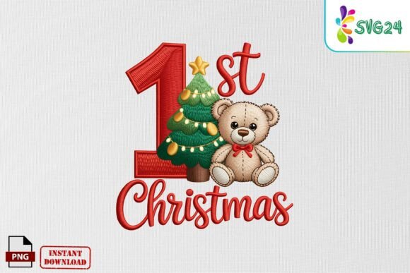1st Christmas Embroidery PNG