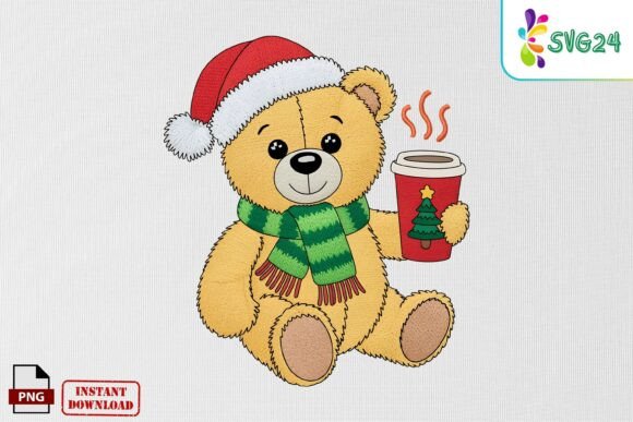 Christmas Bear Embroidery PNG
