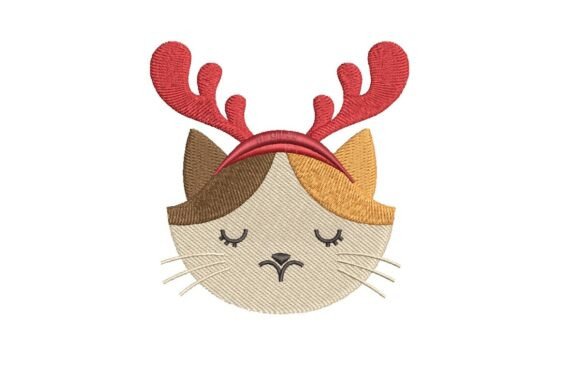 Christmas Calico Cat with Reindeer Antlers