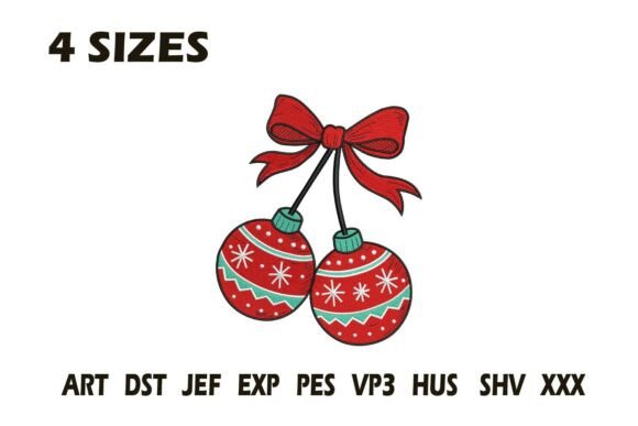 Christmas Ornament Bow Embroidery Design