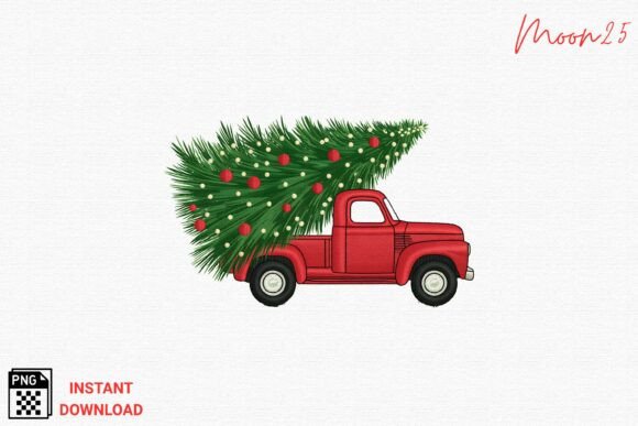 Christmas Truck Embroidery PNG