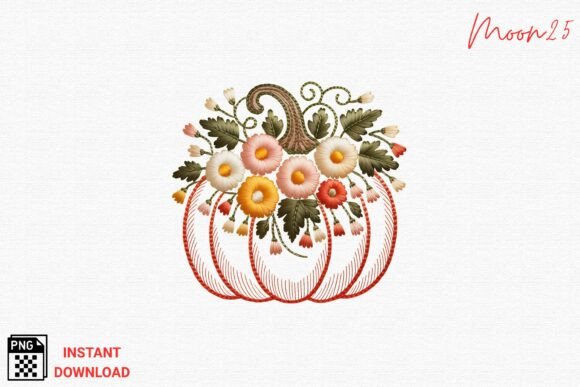 Floral Pumpkin Embroidery PNG