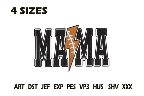 Football Mama Lightning Embroidery