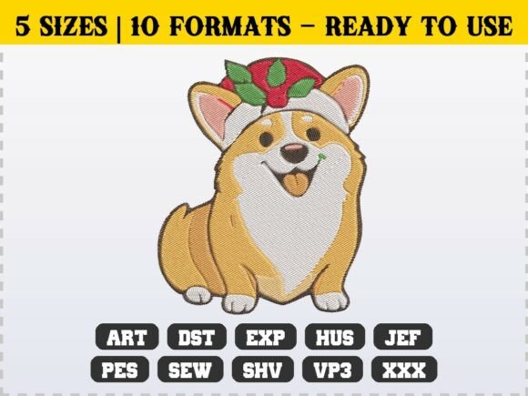 Funny Holiday Corgi Christmas Embroidery