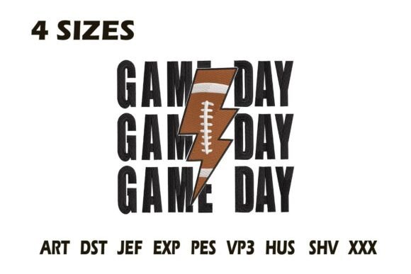 Game Day Lightning Bolt Embroidery