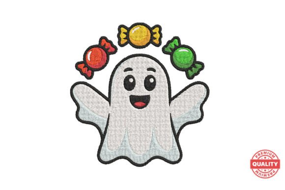 Happy Ghost with Candy Embroidery