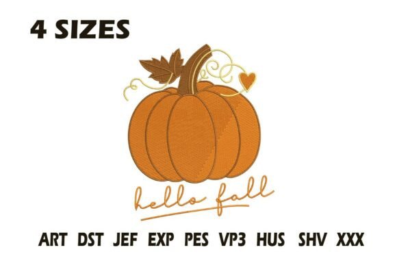 Hello Fall Pumpkin Embroidery