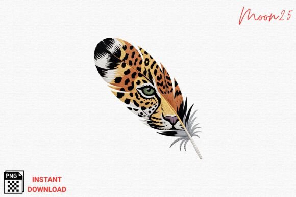 Leopard Feather Embroidery PNG