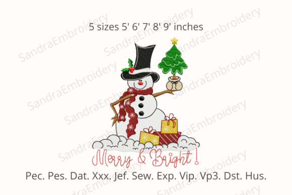 Merry and Bright Snowman Embroidery
