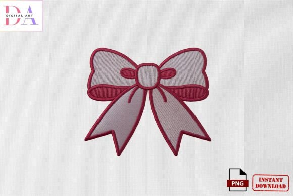 Pink Ribbon Bow Embroidery PNG