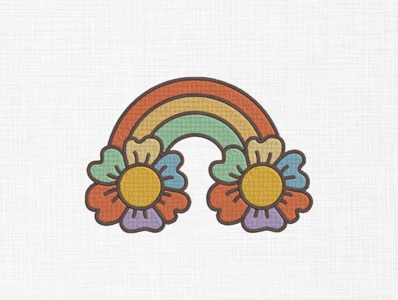 Rainbow Flower Embroidery Design