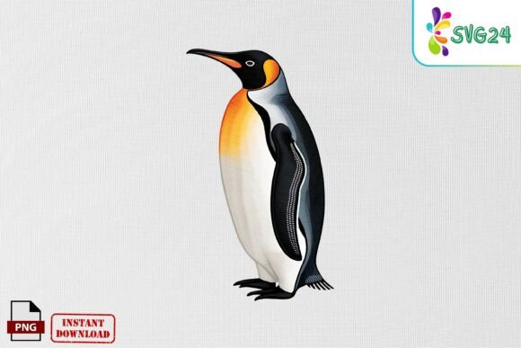 Realistic Penguin Embroidery PNG
