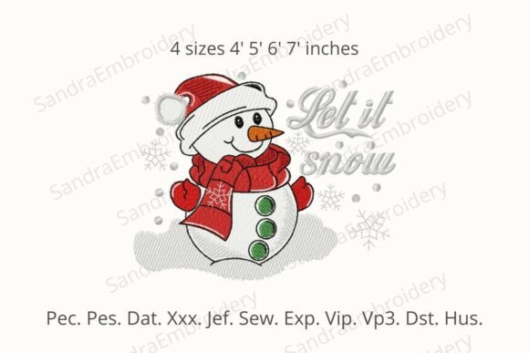 Snowman Let It Snow Embroidery Design