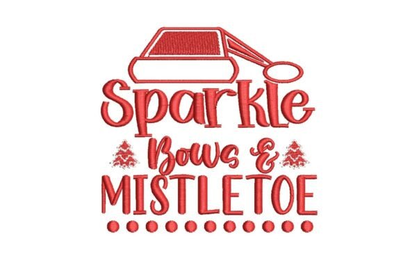 Sparkle Bows Mistletoe Embroidery Design