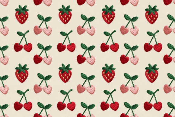 Strawberry & Cherry Embroidery Pattern