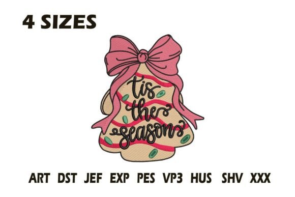 Tis the Season Bow Tree Embroidery