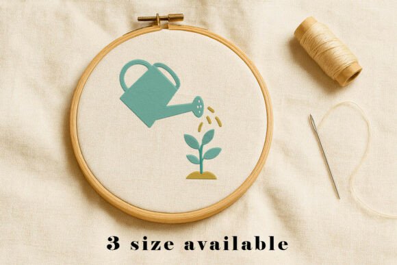 Watering Plant Embroidery Design File